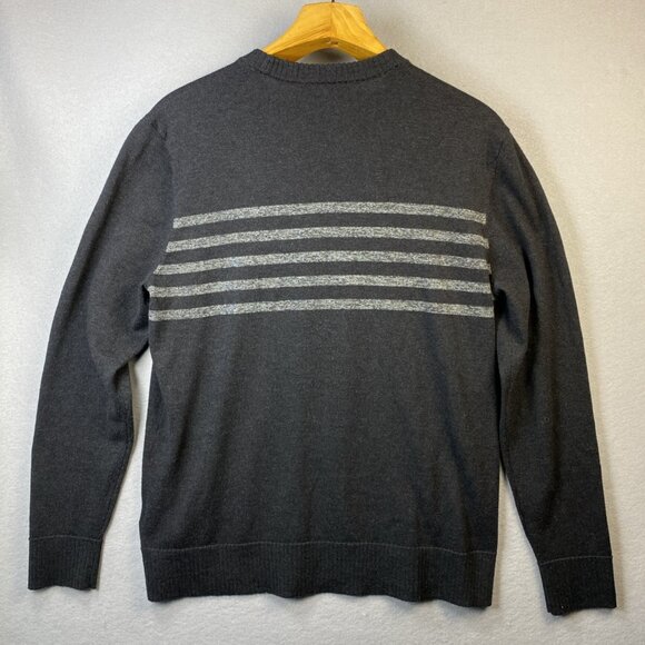 Smartwool Crew Neck Sweater Mens L Merino Wool Blend SW016437 Black Gray Striped - Picture 7 of 10